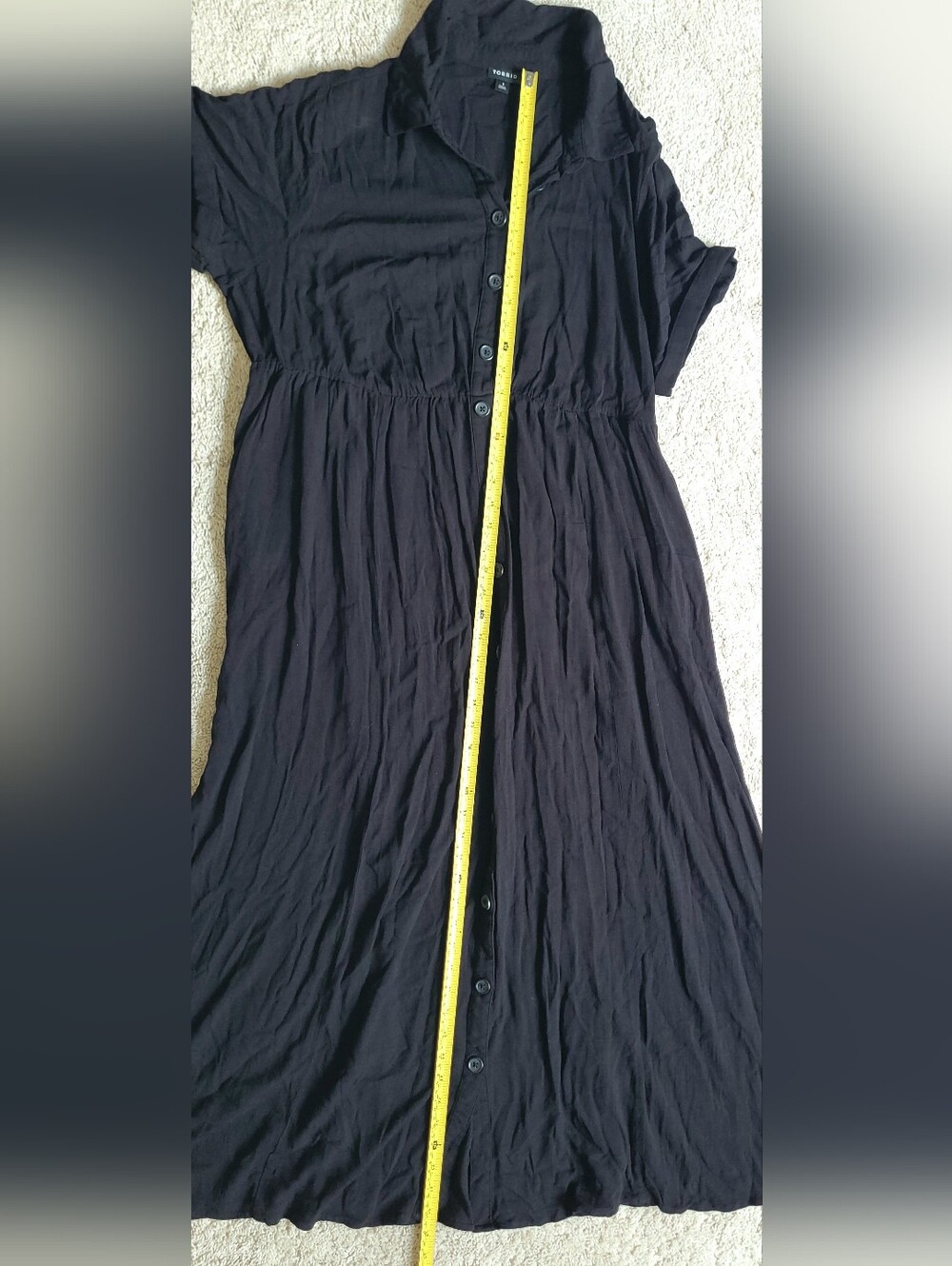 Torrid Black Slub Dress, Buttons, Size 1x, Rayon - Picture 10 of 11